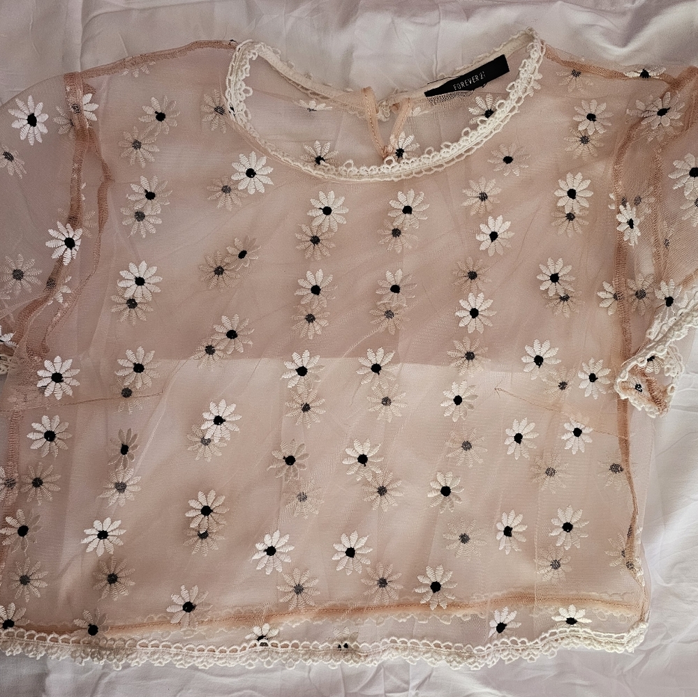 Sheer daisy crop top
